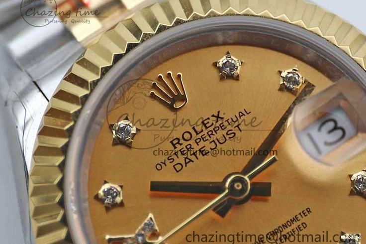 MiroTime 0420 Minimalist Datejust 28mm 279179 SS YG TWF Best Edition Gold Diamonds Markers Dial on SS YG Jubilee Bracelet NH 2141